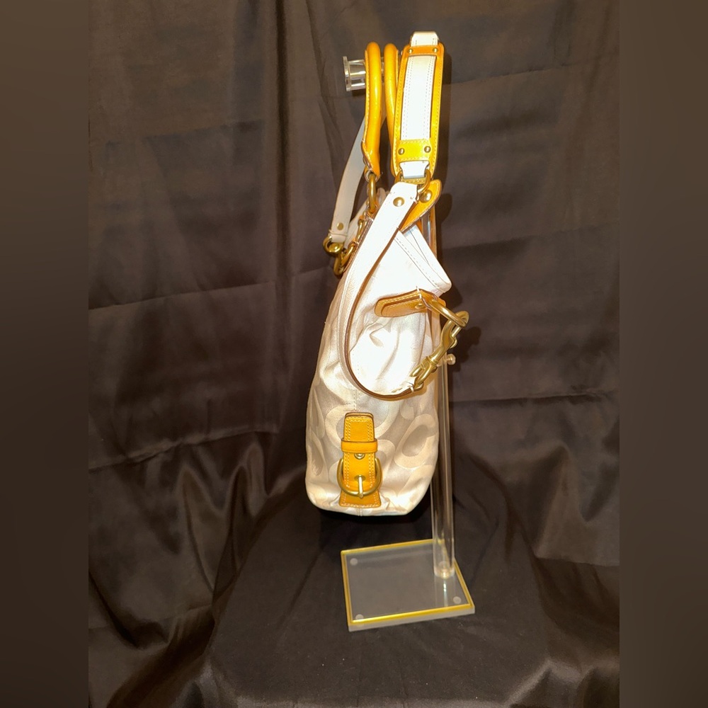 Coach 12963 Madison Julianne Op Art XL Large Tote Satchel Patent Leather Yellow - Picture 9 of 12